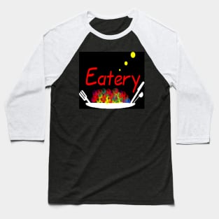 Eatery Logo on Black Background Baseball T-Shirt